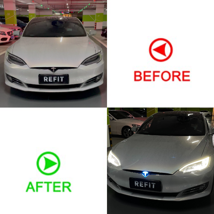 Tesla LOGO Aufkleber LED Grill Light Badge Abziehbild 