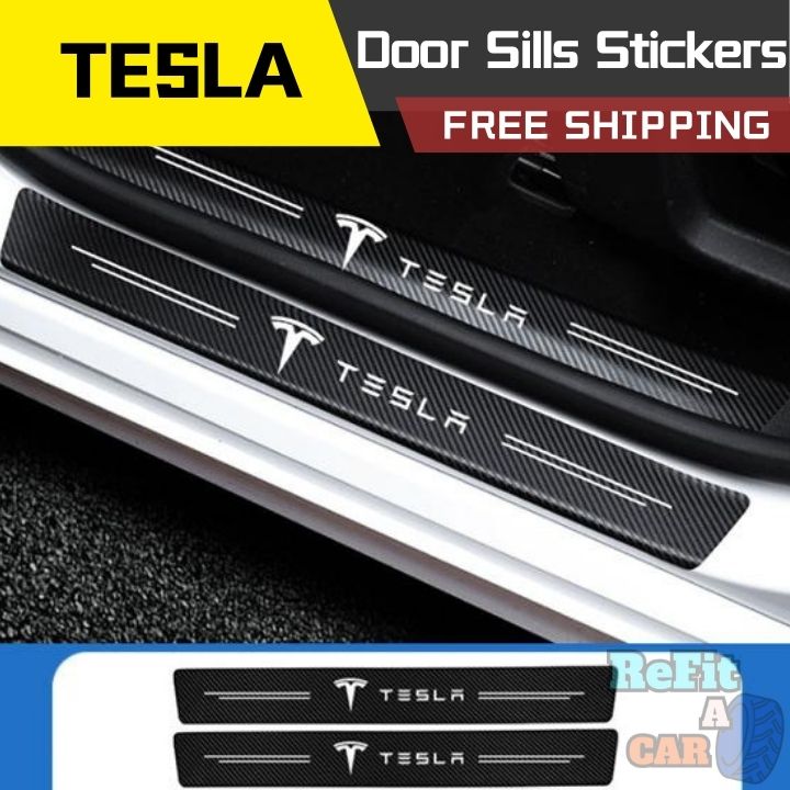 TESLA Carbon Car Door Sills Stickers( 4PCS )